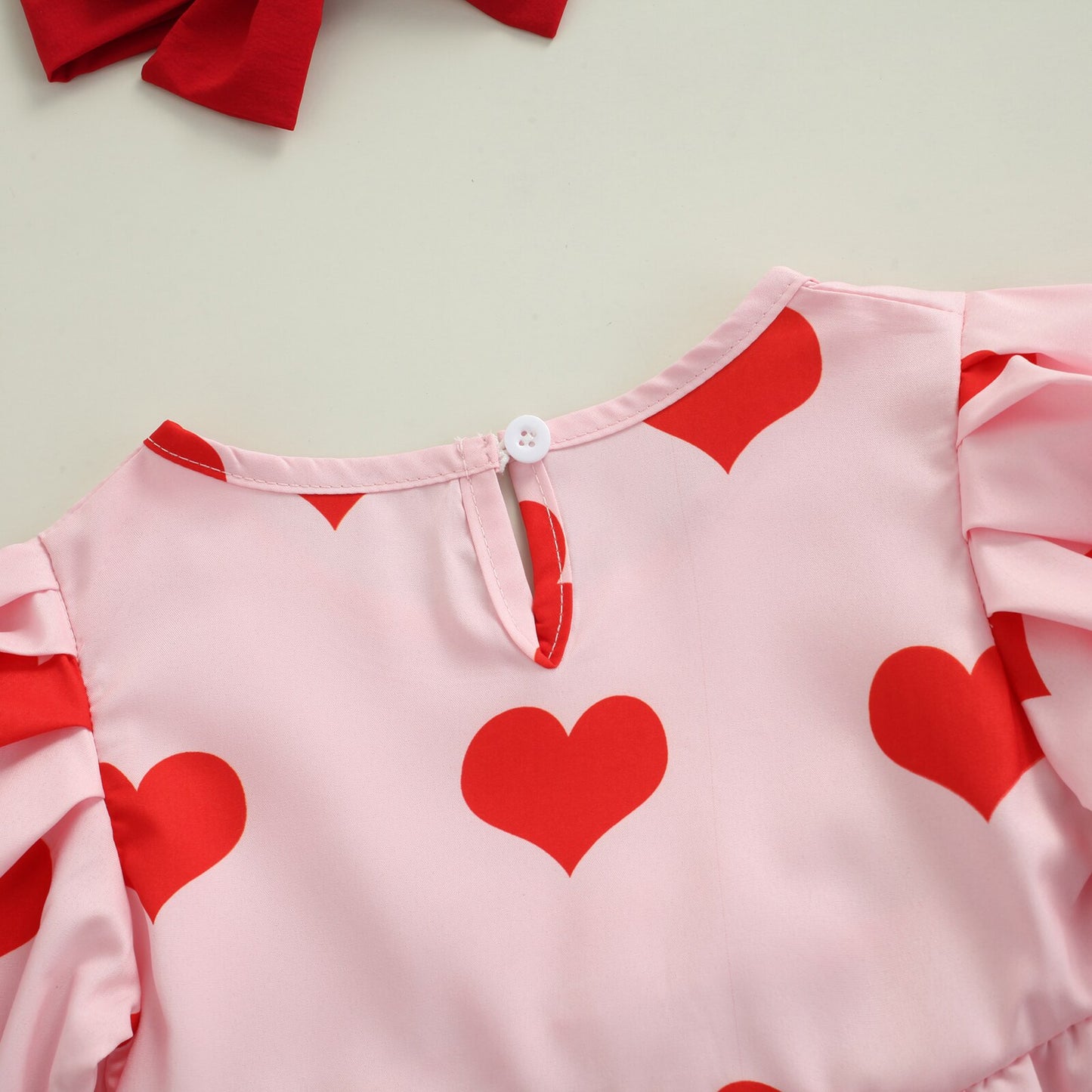 Lioraitiin 1-5Years Toddler Baby Girl 2Pcs Valentine's Day Dress Autumn Long Sleeve Heart Printed O-Neck Cute Pink Outfit