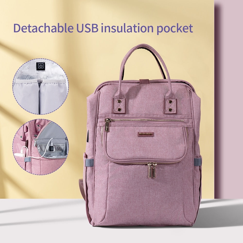 Sunveno New Diaper Bag Backpack Large Capacity Waterproof Nappy Bag Kits Mummy Maternity Travel Backpack Nursing Handbag