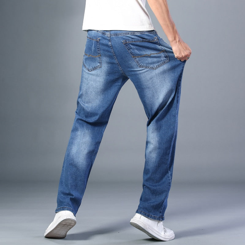 6 Colors Spring Summer Men's Thin Straight-leg Loose Jeans Classic Style Advanced Stretch Baggy Pants