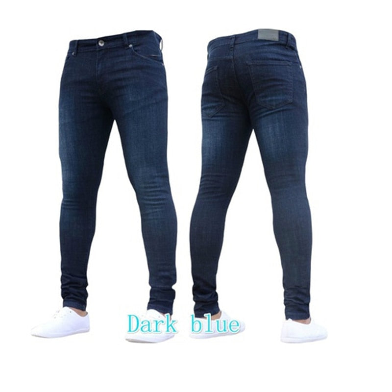 Mens Skinny Blue jeans Popular Scratch Slim Denim Pants Pencil Pants Autumn Street hip-hop denim trousers fashion Men's clothing
