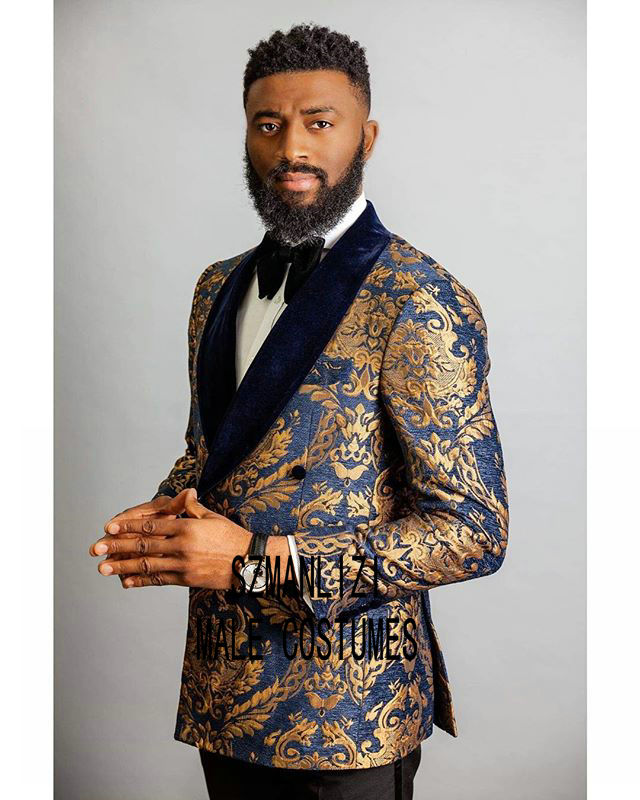 New Elegant 2022 Costume Homme Shawl Lapel Black Jacquard Dinner Party Groom Wear Men Wedding Suits For Men Prom Tuxedo Blazer