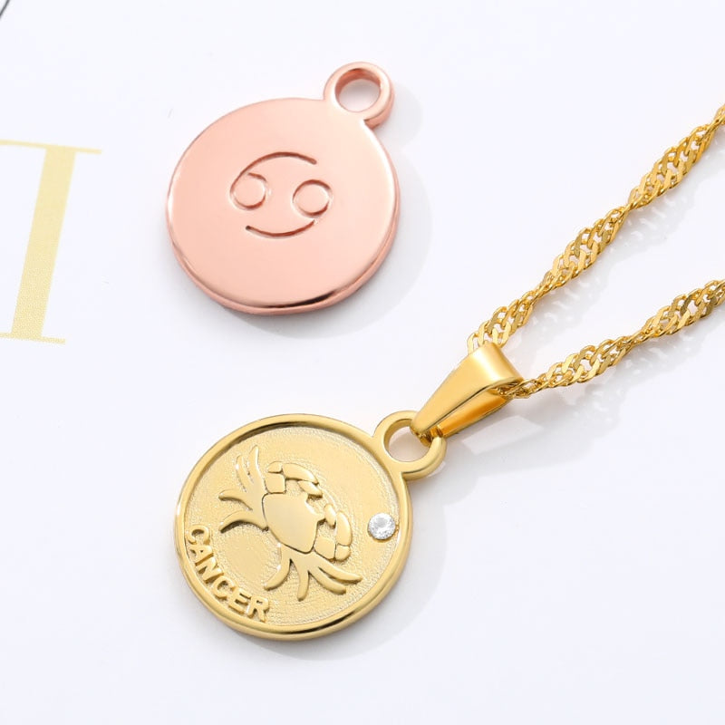 zodiac necklaces for women coin necklace Aries Leo Collier signe astrologique