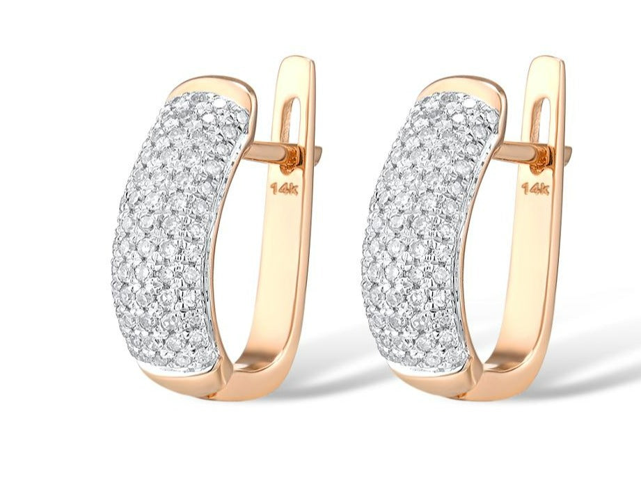 14K 585 Rose Gold Earrings For Lady Glamorous Elegant Sparkling Diamond Earrings Luxury Wedding Engagement Fine Jewelry