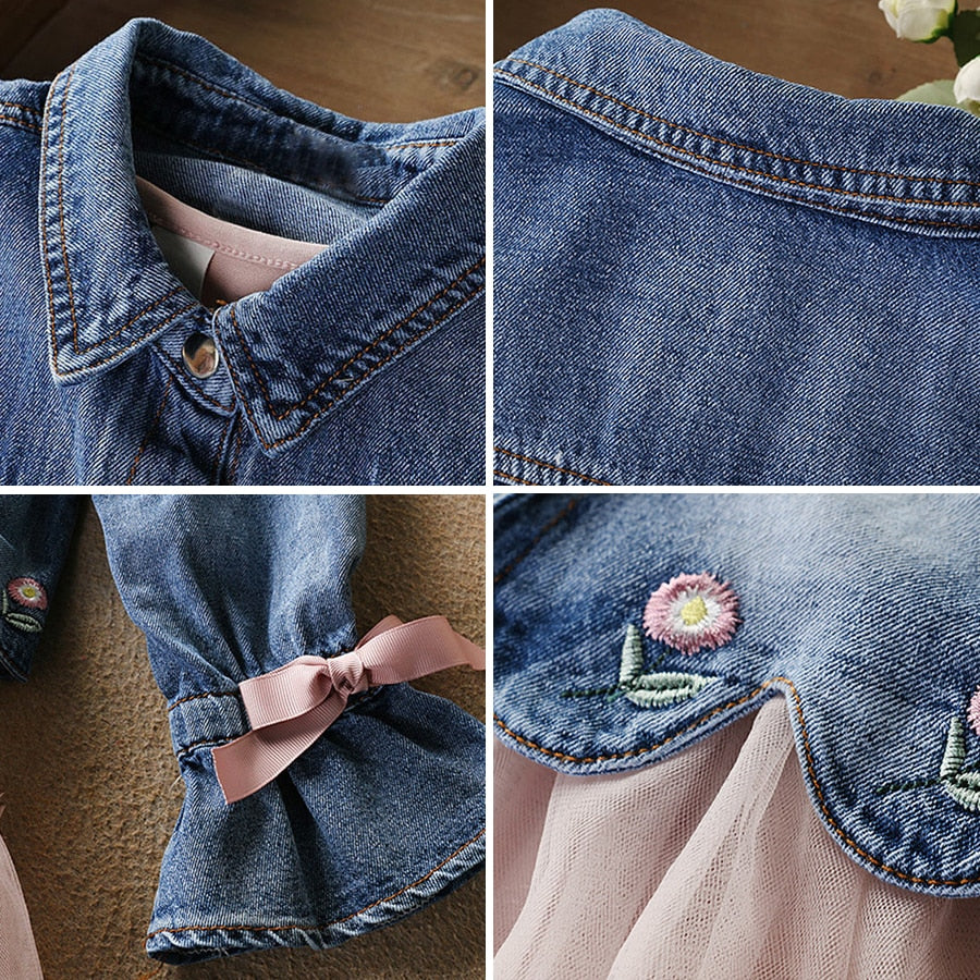 IYEAL Newest Spring Autumn Baby Girls Clothes Sets Denim Jacket+TUTU Dress 2 PCS Kids Suits Infant Children Clothing Set