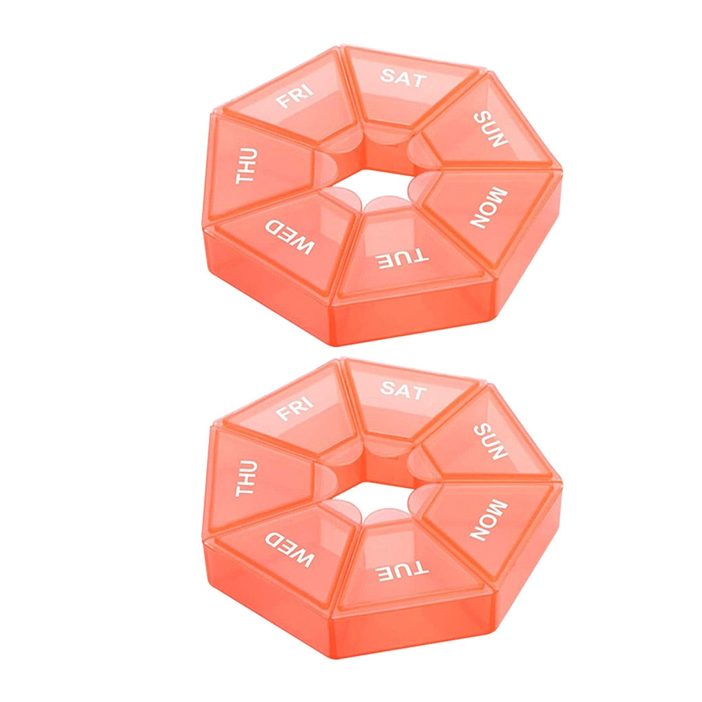 2Pcs/set Pill Case Plastic 7 Days Tablet Candy Box Portable Storage Tablet Holder Travel Organizer Pill Dispenser Container