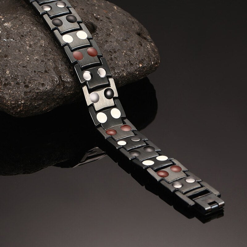 US Warehouse Magnetic Bracelets Male Link Black Wristband Magnetic Therapy Benefits Health Energy Stainless Jewelry Dropshipping