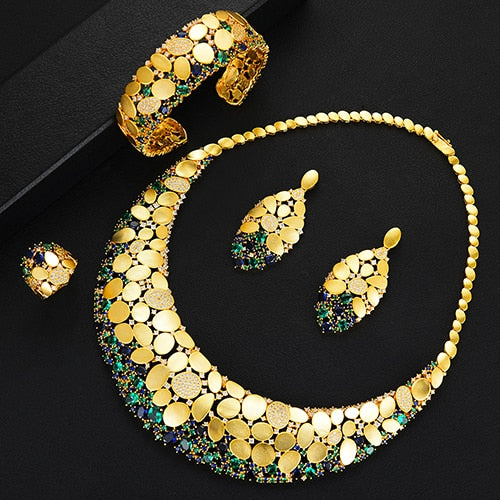 GODKI Famous Brand Bling Sequins Luxury Africa Dubai Jewelry Sets For Women Wedding Party Zircon Wedding Bridal Jewelry Set Gift