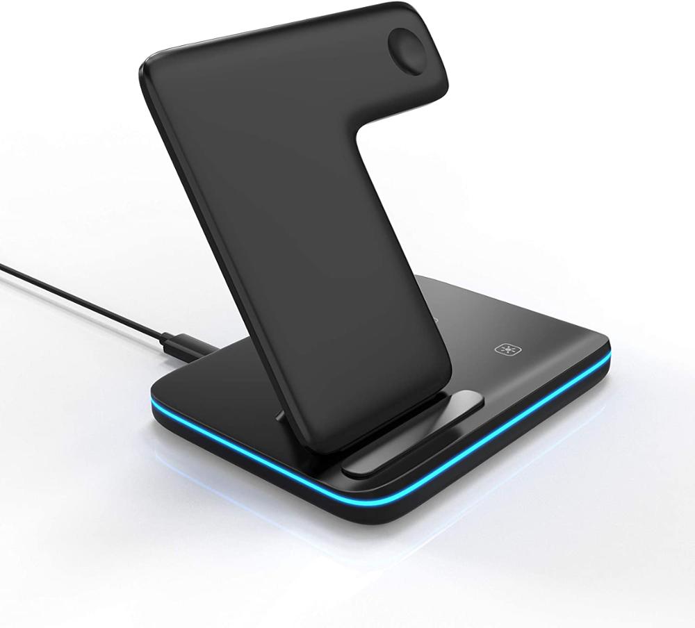 3 In 1 Wireless Charger Stand for Apple Watch 8 7 Airpods Pro 15W Fast Charging Dock Station For iPhone 14 13 12 11 XS XR X 8