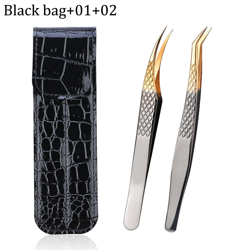 Professional Eyelashes Tweezers For Lashes Extension Nipper Stainless Steel High Precision Eyelash Extension Eyebrow Tweezers