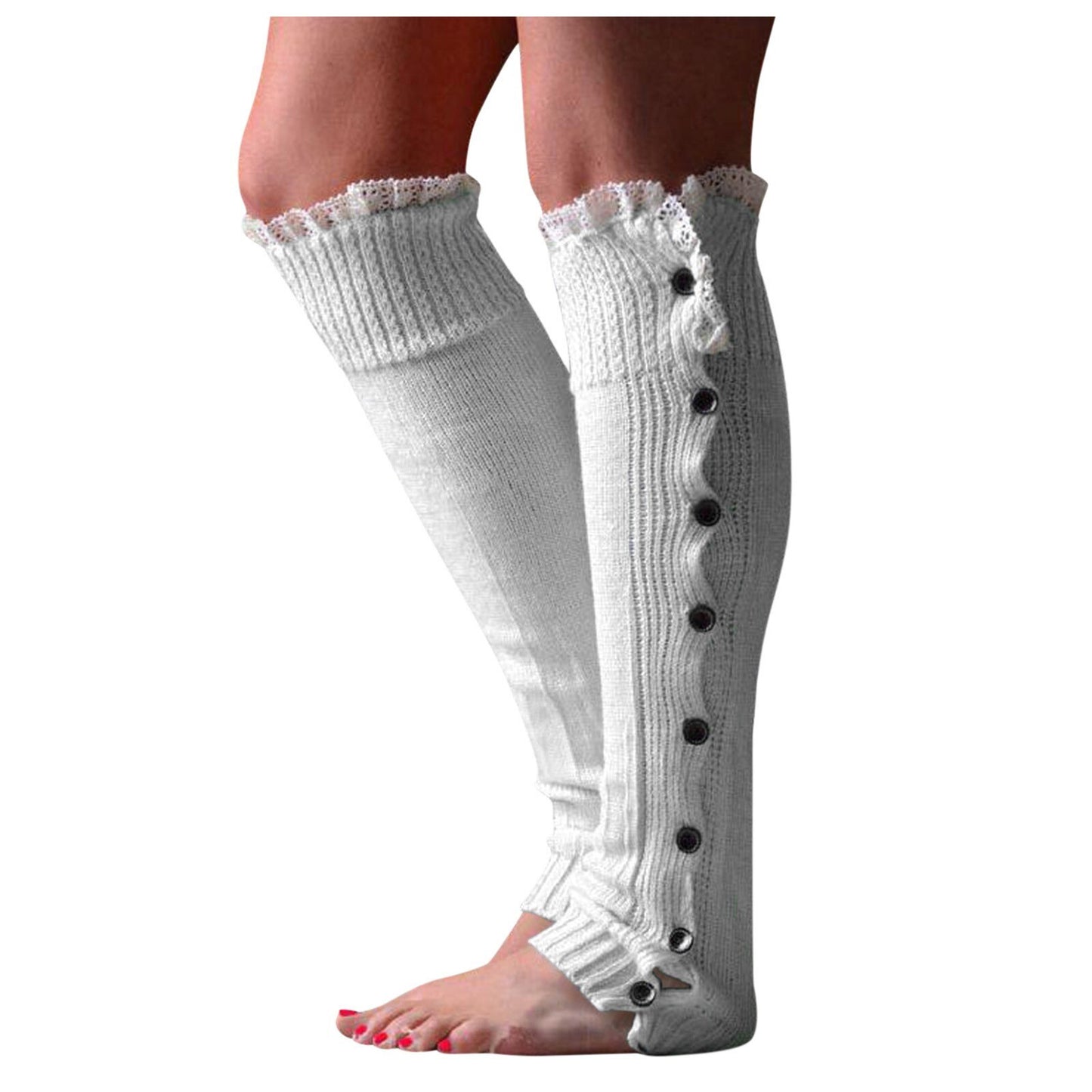 Kawaii Christmas Wool Long Socks Winter Women Over Knee Socks Sexy Thick Thermal Thigh-High Stockings Gaiters Solid color #P5