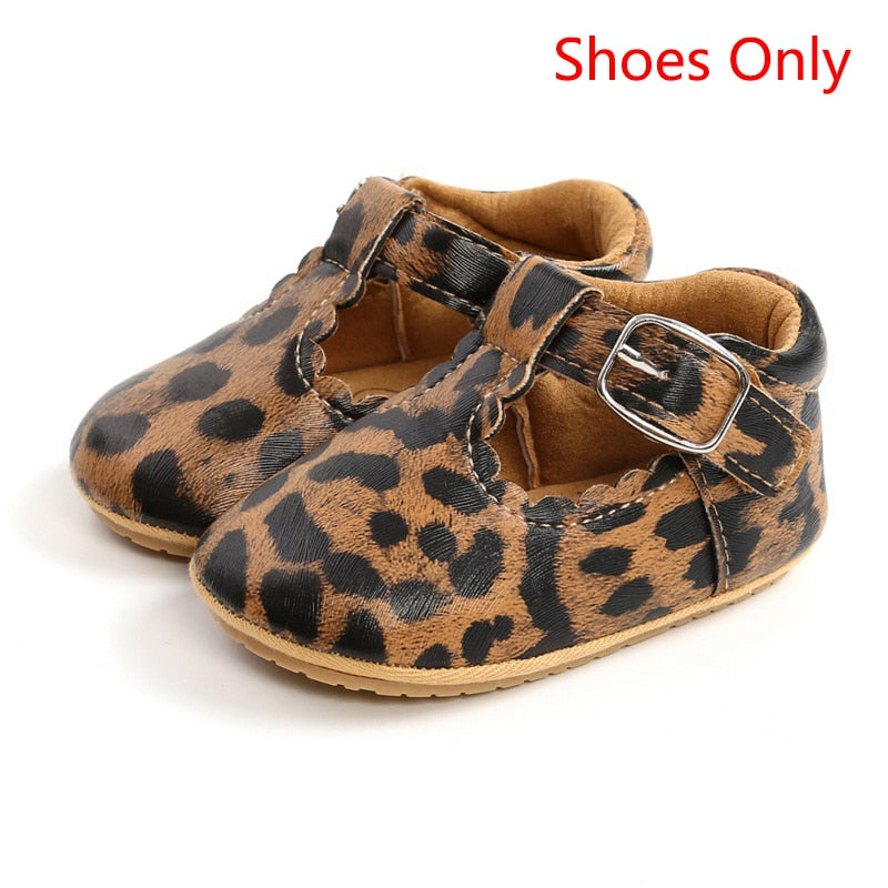 Lovely Baby Boy 1 Year Leather Shoes Baby Leopard PU Leather Non-slip Soft Sole Toddler First Walking Shoes 0-18M