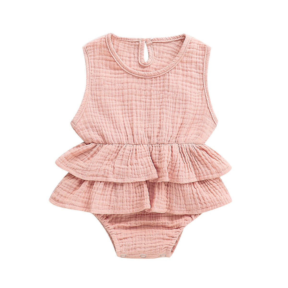 US Stock Cute Newborn Kid Baby Girl Clothes Sleeveless Bodysuit Dress Cotton&Linen 1PC Outfit