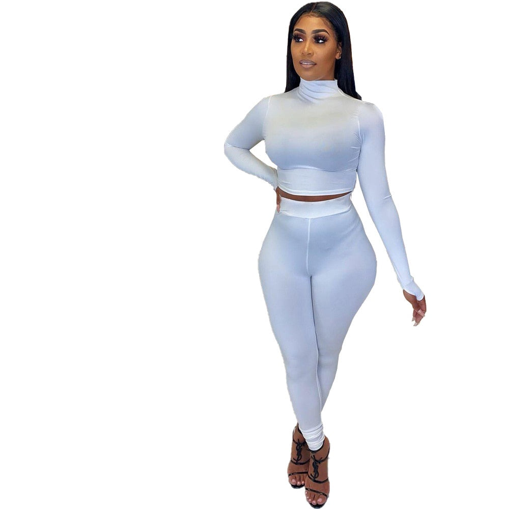Sexy Women Sport Two Piece Set Casual Letter print Long Sleeve Crop Tops Tee Bikers Pants