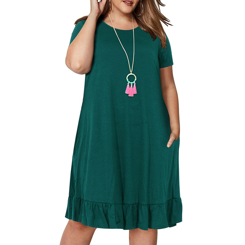 Spring Big size 9XL dress for Fat MM Woman dress Loose solid ruffles p   Mega Mart Center