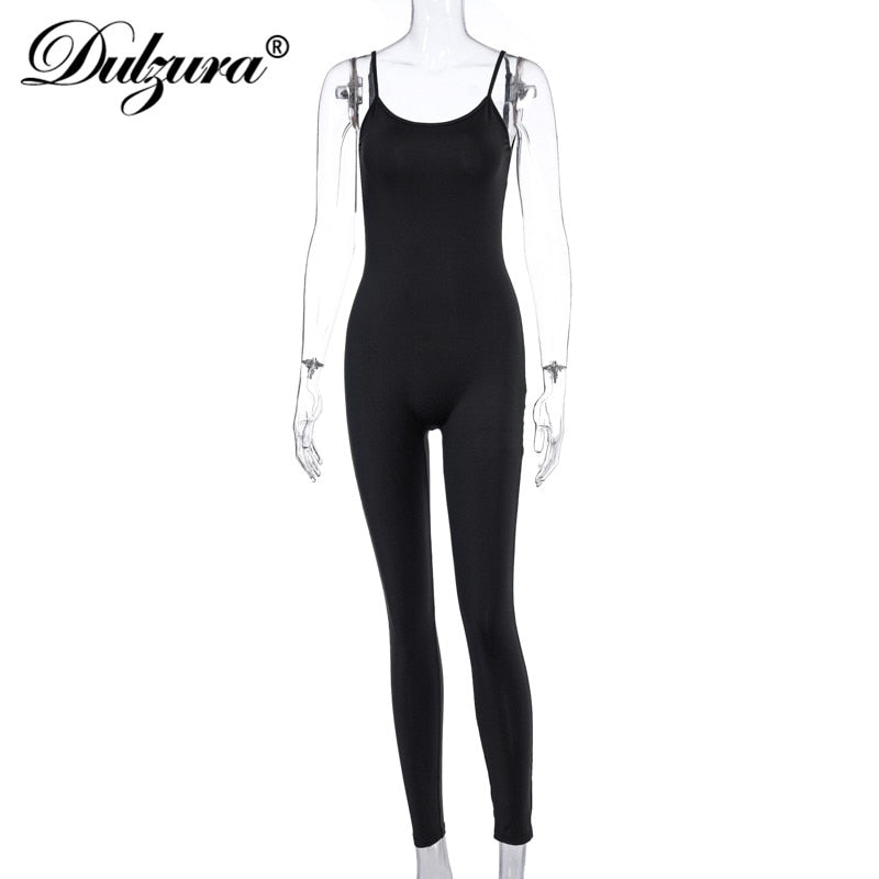 Dulzura strap women long jumpsuit bodycon sexy streetwear fitness sportswear 2020 summer clothes lounge wear club outfit body