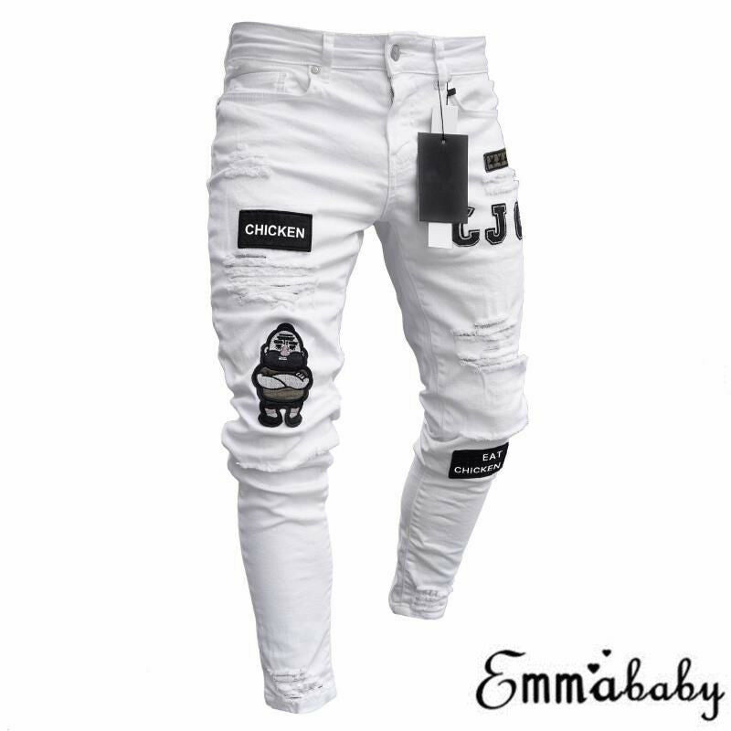 Hirigin 2019 Jeans Men Fear Of Gold Skinny Jeans Fashion Biker Steetwear Distressed Ripped Denim Pencil Style Slim Mens Clothes