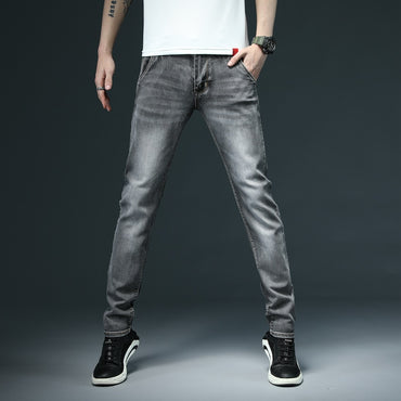 2022 New Men's Skinny White Jeans Fashion Casual Elastic Cotton Slim Denim Pants