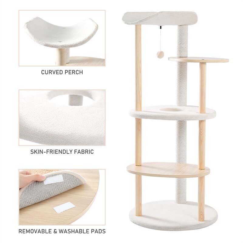 Luxury Cat Tree Large Climbing Frame Multi-Layer Scratching Post Resistant Sisal Cat Tree with Hanging Ball Kittern Playground