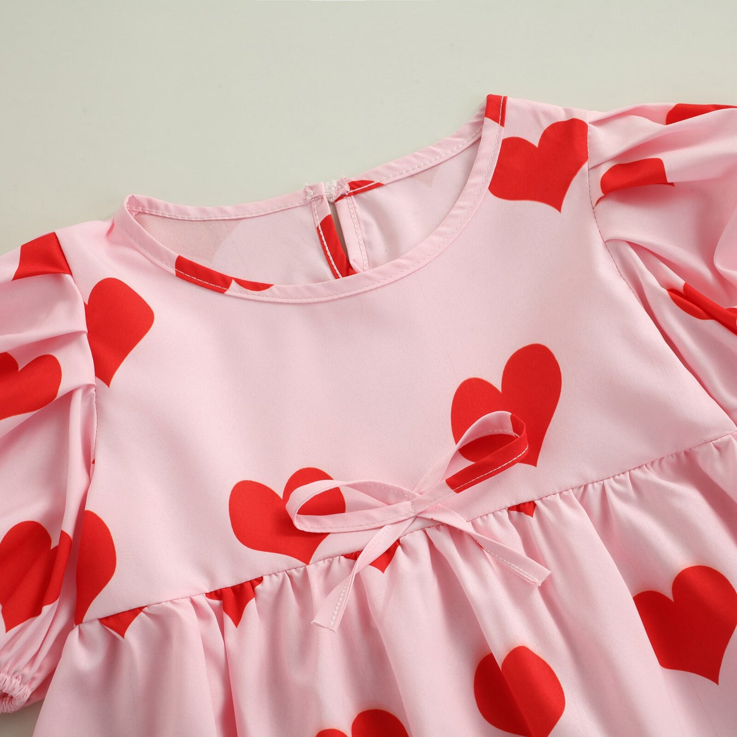 Lioraitiin 1-5Years Toddler Baby Girl 2Pcs Valentine's Day Dress Autumn Long Sleeve Heart Printed O-Neck Cute Pink Outfit
