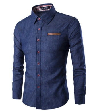 New Men's Casual Slim Fit Stylish Wash Denim Long Sleeves Jeans T Shirts Smart Casual Fashion Men Clothes M-XXXL