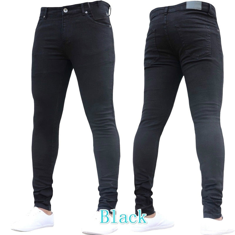Mens Skinny Blue jeans Popular Scratch Slim Denim Pants Pencil Pants Autumn Street hip-hop denim trousers fashion Men's clothing