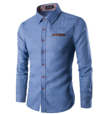 New Men's Casual Slim Fit Stylish Wash Denim Long Sleeves Jeans T Shirts Smart Casual Fashion Men Clothes M-XXXL