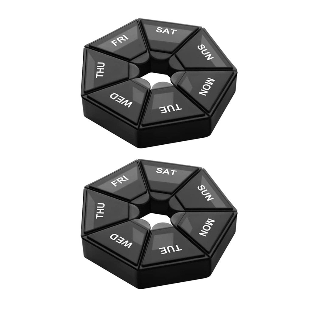 2Pcs/set Pill Case Plastic 7 Days Tablet Candy Box Portable Storage Tablet Holder Travel Organizer Pill Dispenser Container