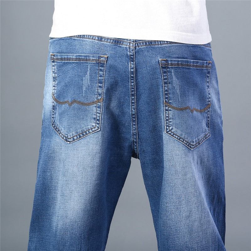 6 Colors Spring Summer Men's Thin Straight-leg Loose Jeans Classic Style Advanced Stretch Baggy Pants