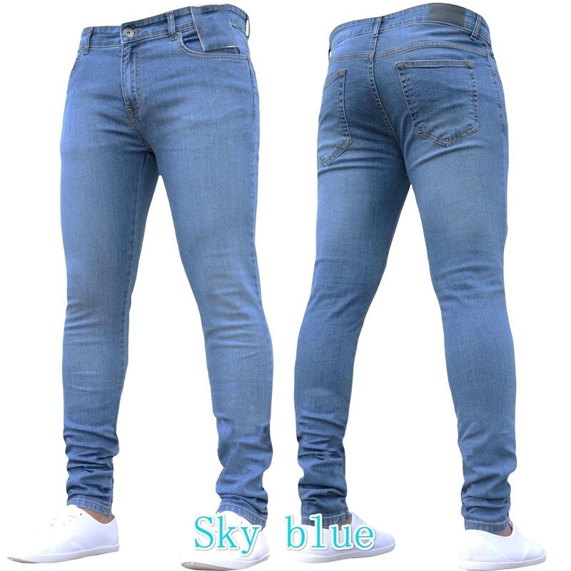 Mens Skinny Blue jeans Popular Scratch Slim Denim Pants Pencil Pants Autumn Street hip-hop denim trousers fashion Men's clothing