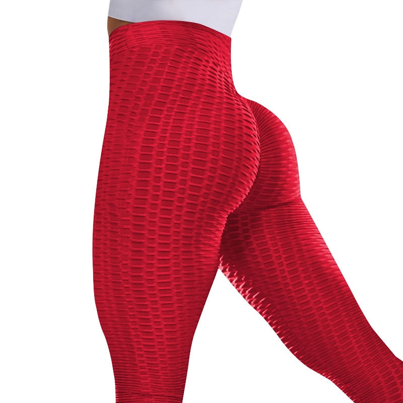 High Waist Leggings With Pocket Women Fitness Scrunch Butt Lifting Grid Leggings Booty Push Up Seamless Leggins Stretch Panties