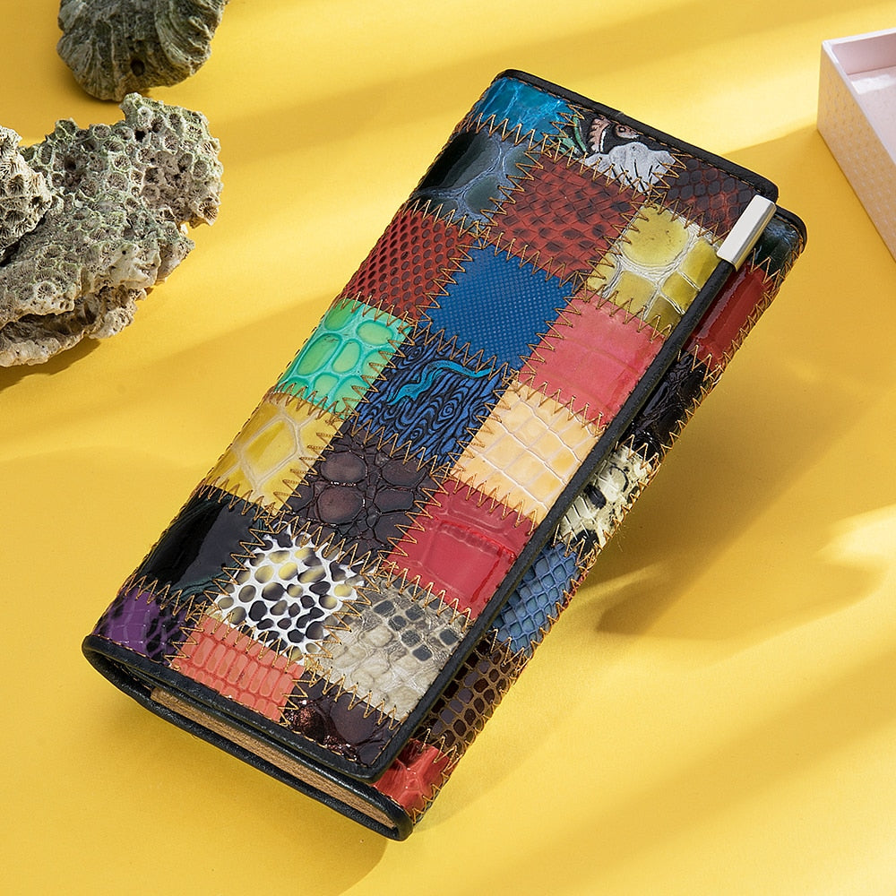 WESTAL Women's Wallet Luxury Genuine Leather Wallets for Women 2021 Patchwork Woman Wallets Long Cell Phone Wallet Cards Holder
