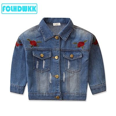 New Fashion Girls Spring Autumn Denim Jacket Leopard Print Coat Baby Girls Cartoon Jean Jackets Kids Coats Children Clothing 2-6