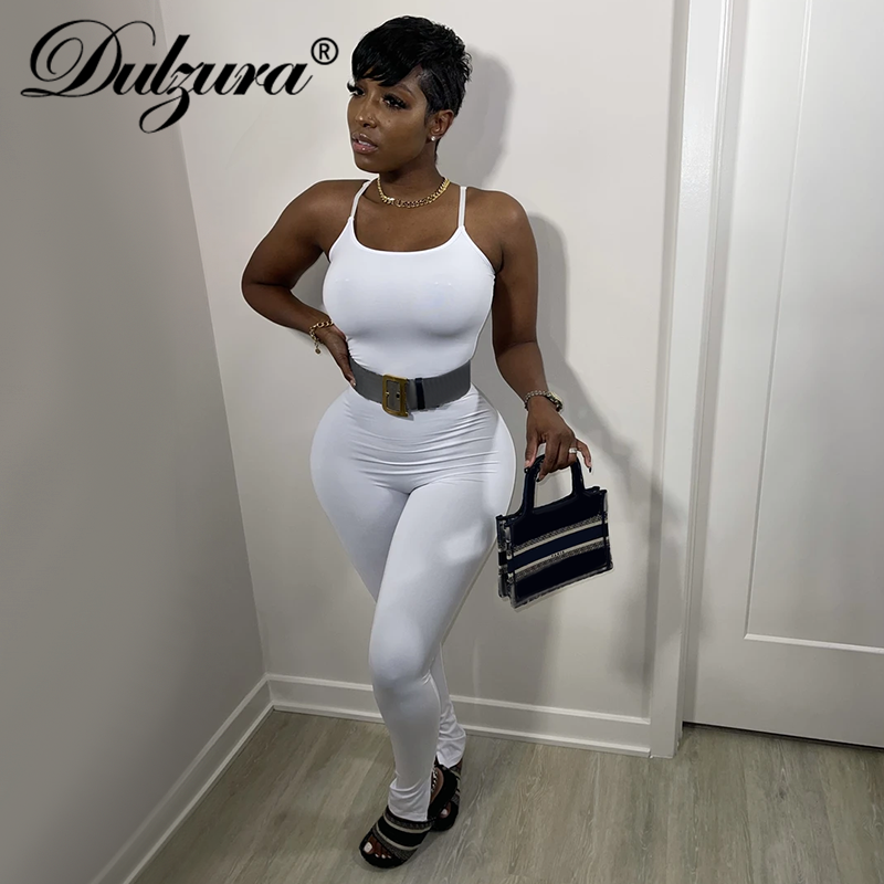 Dulzura strap women long jumpsuit bodycon sexy streetwear fitness sportswear 2020 summer clothes lounge wear club outfit body