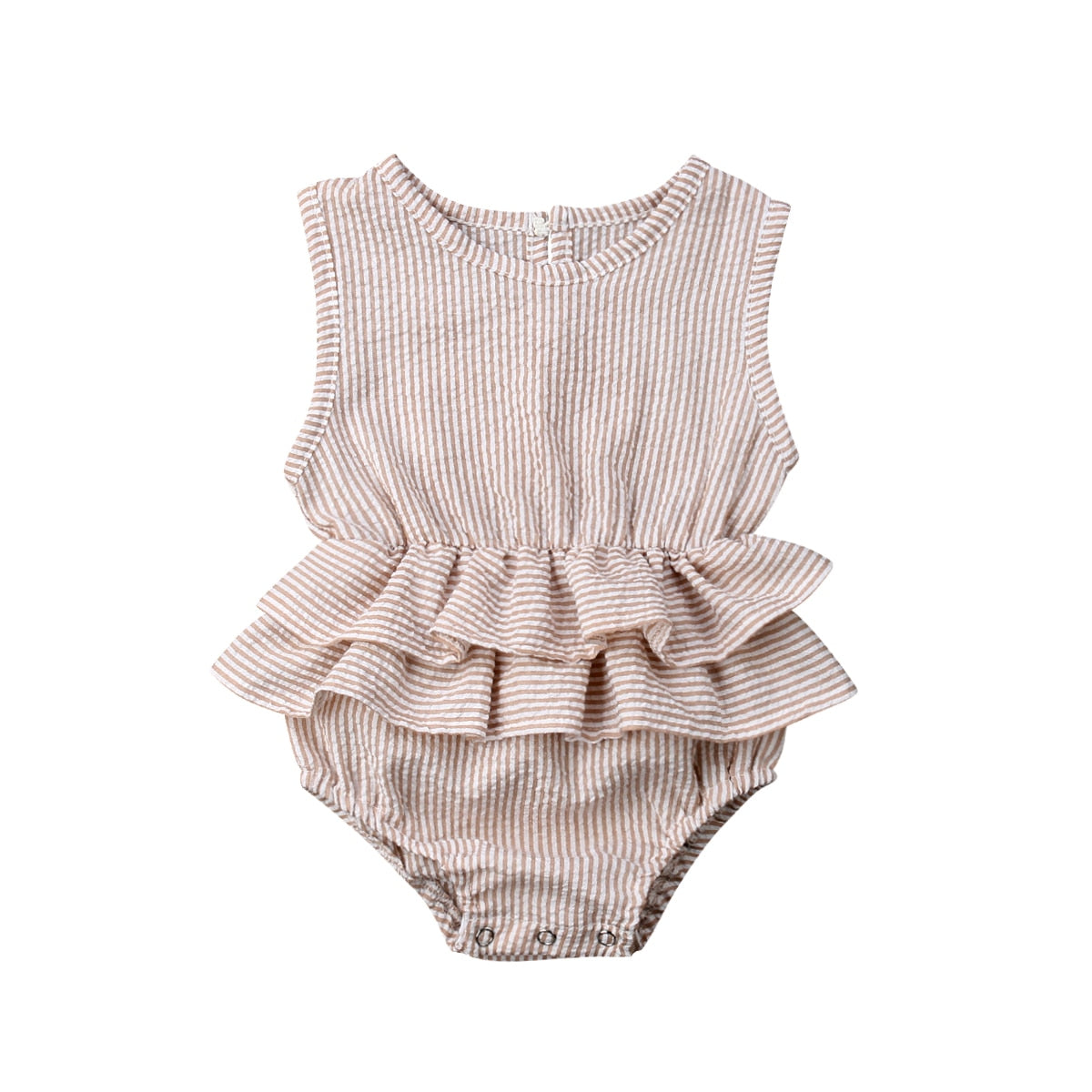 US Stock Cute Newborn Kid Baby Girl Clothes Sleeveless Bodysuit Dress Cotton&Linen 1PC Outfit