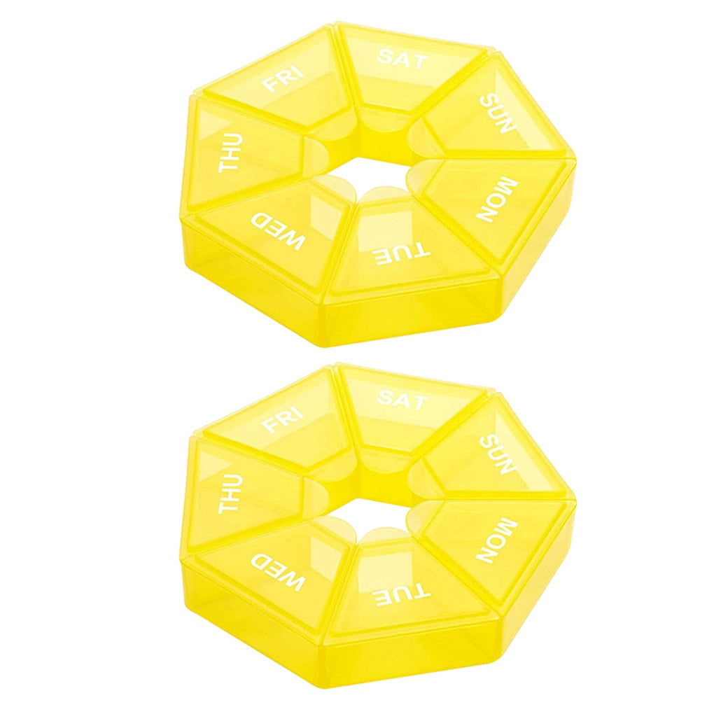 2Pcs/set Pill Case Plastic 7 Days Tablet Candy Box Portable Storage Tablet Holder Travel Organizer Pill Dispenser Container