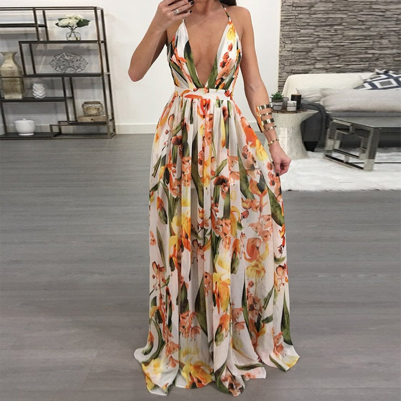 Women Dresses Summer Sexy Maxi Boho Style Print Party Dress Deep V Nec Mega Mart Center Women Dresses Summer Sexy Maxi Boho Style Print Party Dress Deep V Nec Mega Mart Center