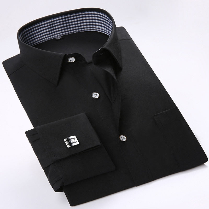 Men French Cufflinks Shirts New Men's Shirts Long Sleeve Tuxedo