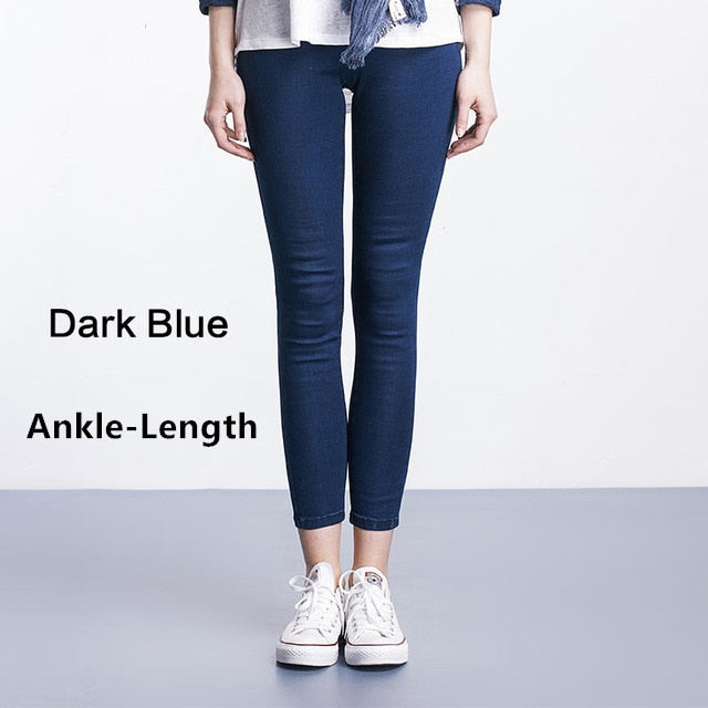 Women Jeans Casual High Waist Summer Autumn Pant Slim Stretch Cotton Denim Trousers For Woman Blue Black 100kg
