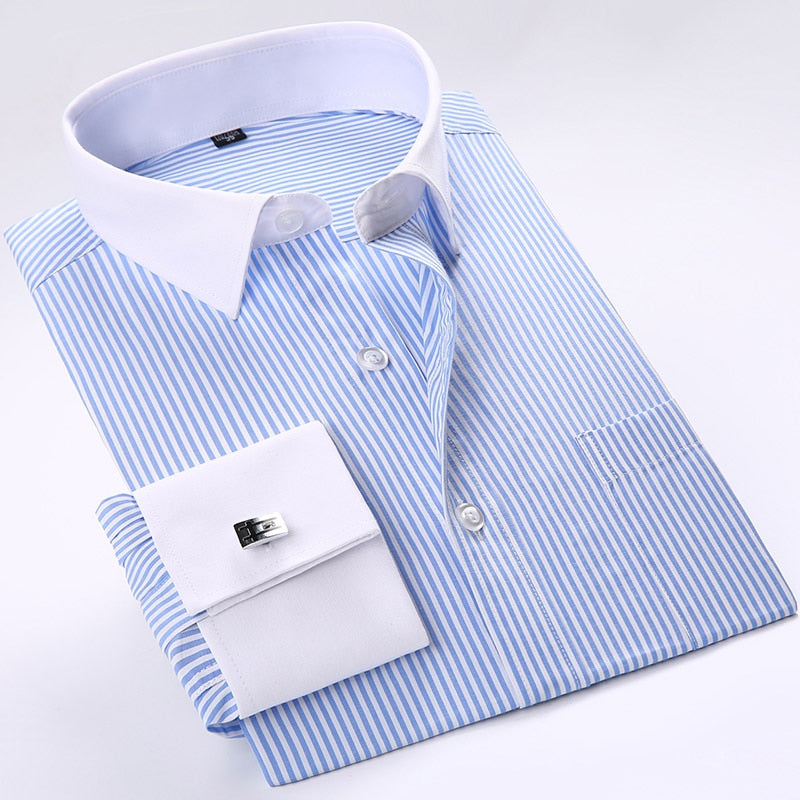 Men French Cufflinks Shirts New Men's Shirts Long Sleeve Tuxedo