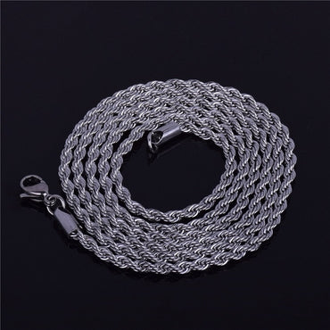 Rope Chain Necklace Gold Color Stainless Steel Hip Hop Jewelry For Women