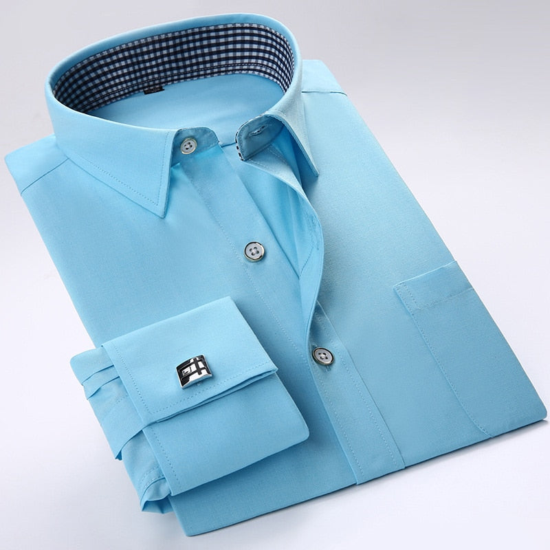 Men French Cufflinks Shirts New Men's Shirts Long Sleeve Tuxedo