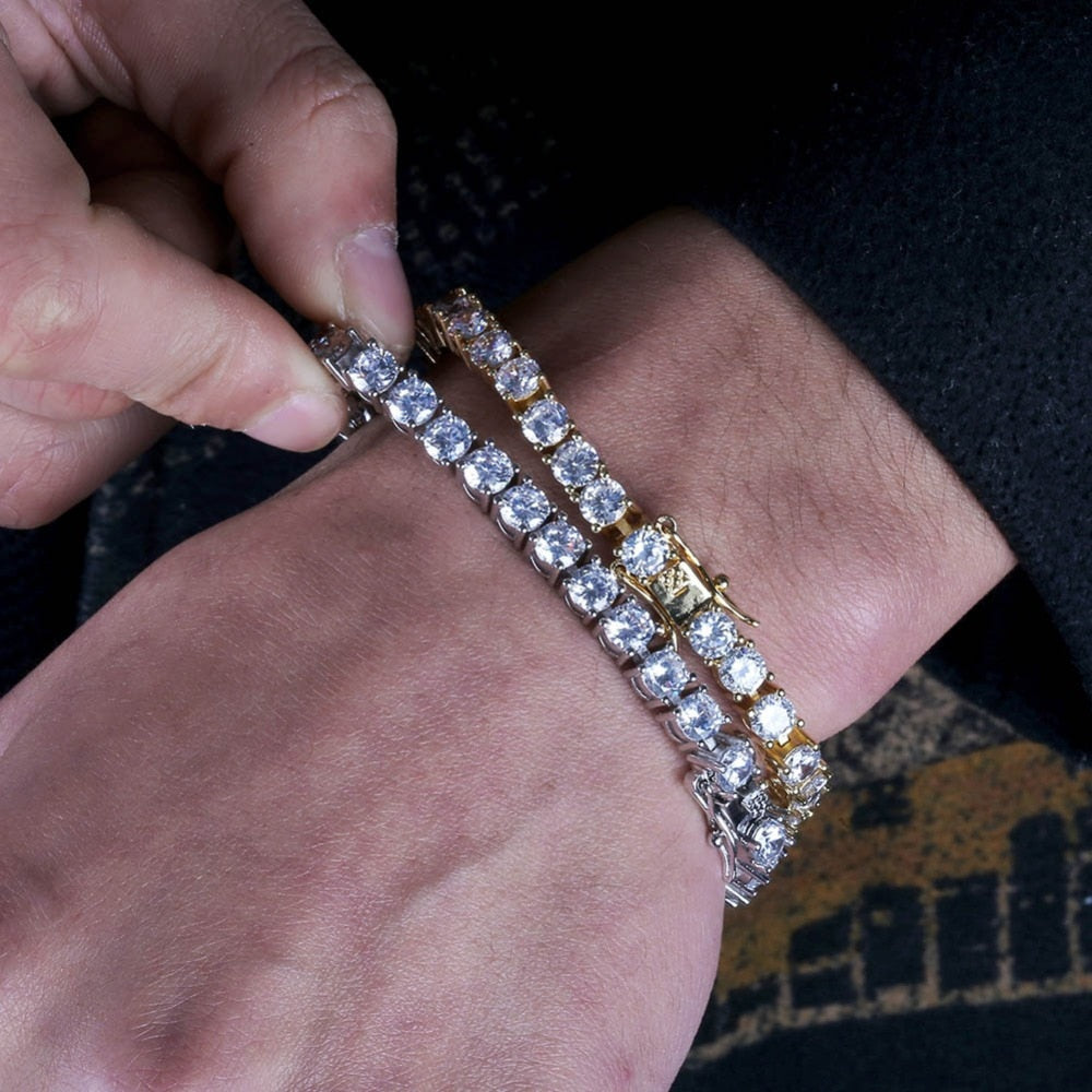3mm-6mm Mens/Women AAA+ Cubic Zirconia Tennis Bracelet Hip Hop Jewelry