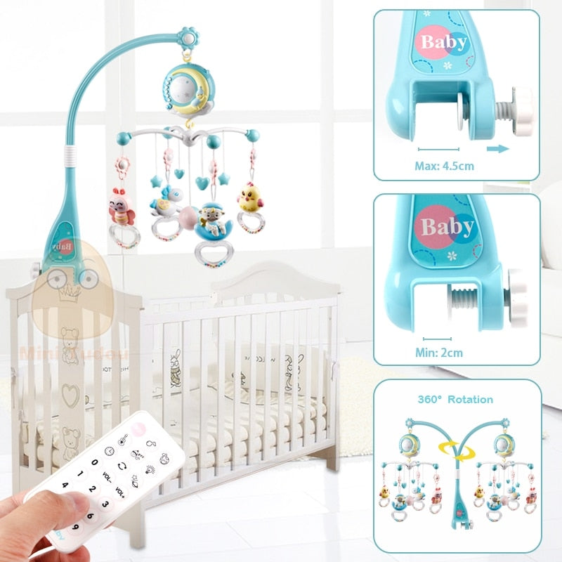 Baby Rattles Crib Mobiles Toy Holder Rotating Mobile Bed Bell Musical Box