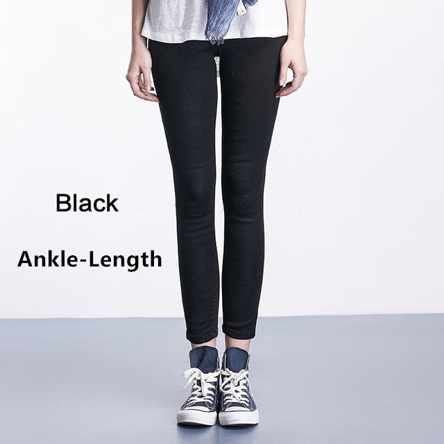 Women Jeans Casual High Waist Summer Autumn Pant Slim Stretch Cotton Denim Trousers For Woman Blue Black 100kg