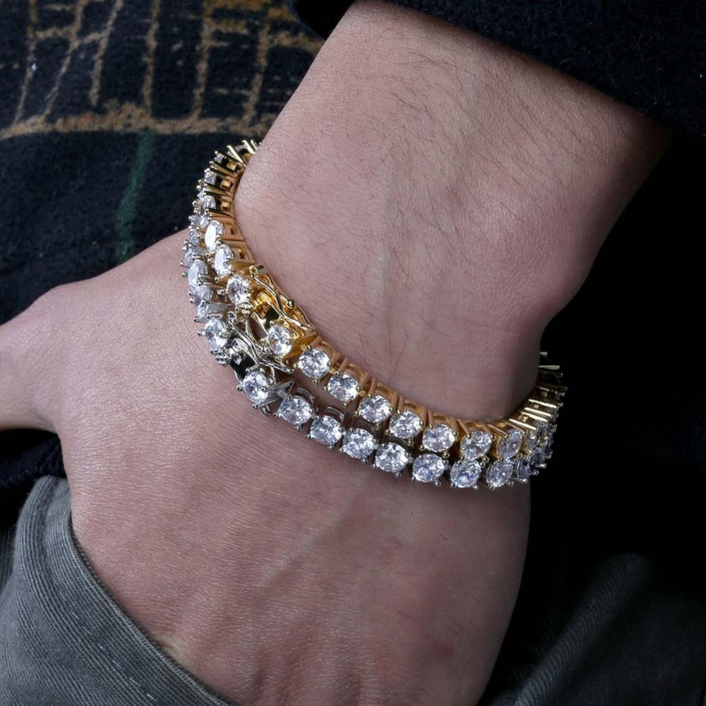 3mm-6mm Mens/Women AAA+ Cubic Zirconia Tennis Bracelet Hip Hop Jewelry