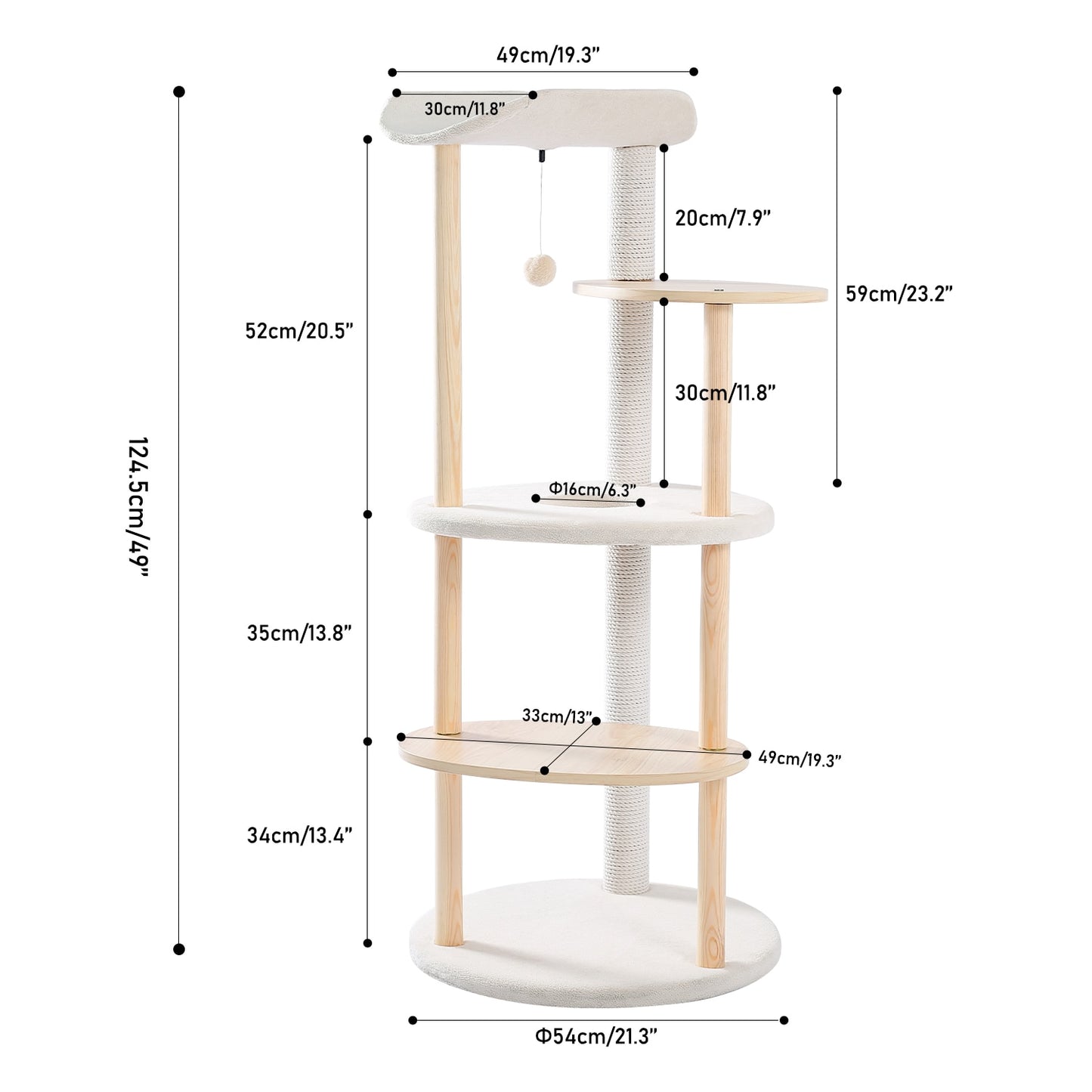 Luxury Cat Tree Large Climbing Frame Multi-Layer Scratching Post Resistant Sisal Cat Tree with Hanging Ball Kittern Playground