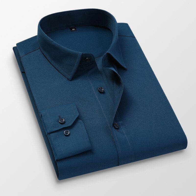 40kg-130kg Men's Casual Long Sleeve Shirt Work Business White Black Slim Fit Shirt For Men