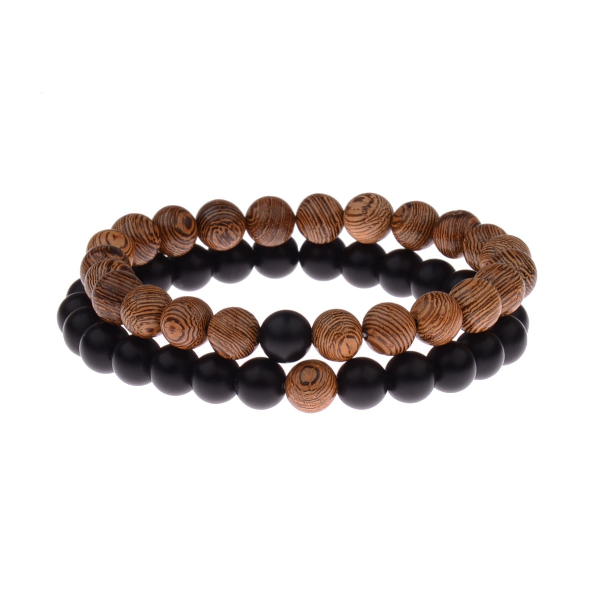 2PCS/Set Distance Bracelet For Women Men Blue&Black Stone Yoga Energy Beaded Couple Bracelets