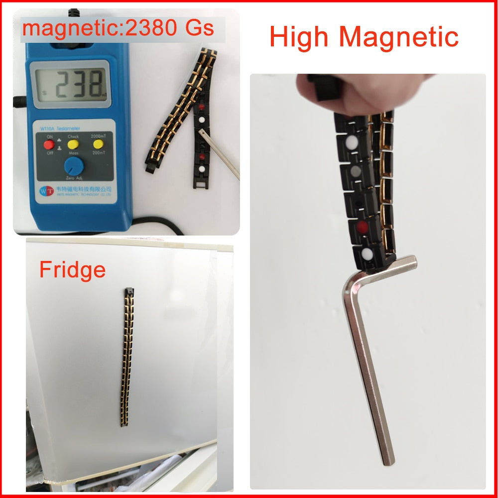 US Warehouse Magnetic Bracelets Male Link Black Wristband Magnetic Therapy Benefits Health Energy Stainless Jewelry Dropshipping