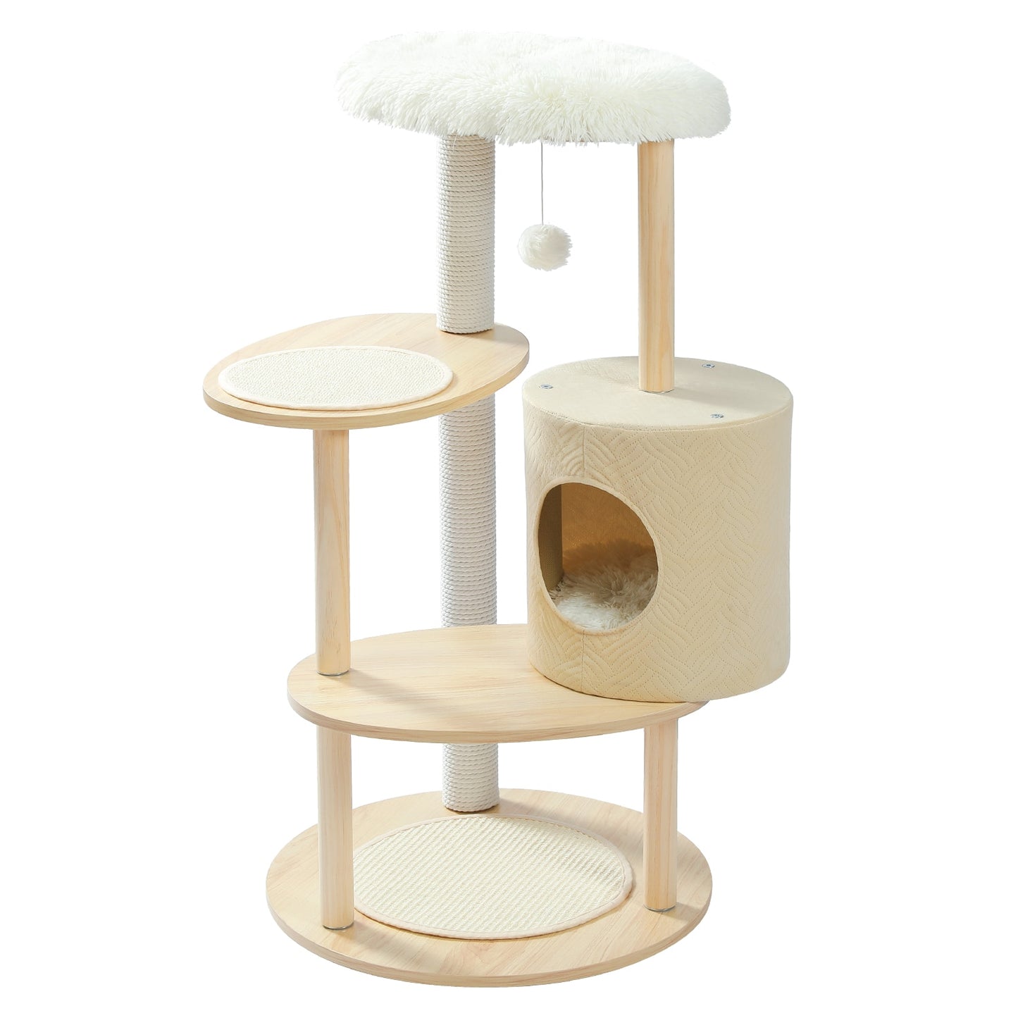 Luxury Cat Tree Large Climbing Frame Multi-Layer Scratching Post Resistant Sisal Cat Tree with Hanging Ball Kittern Playground